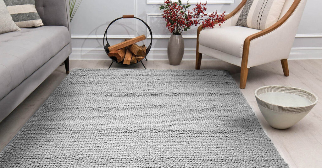 STYLISH KNOTTED WOOL AREA RUG, FLAT WEAVE